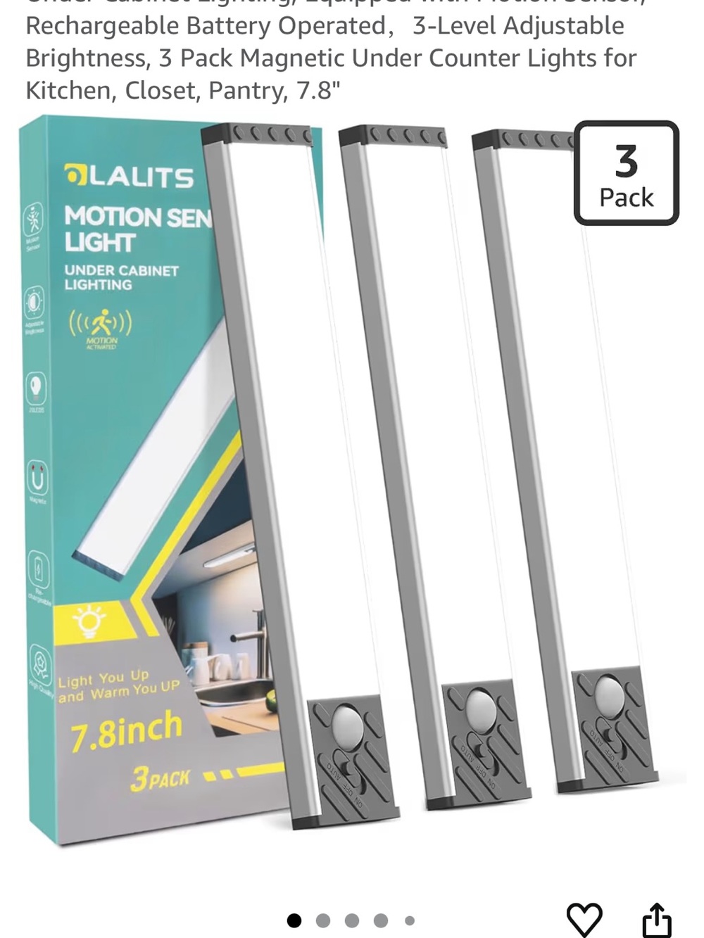 Under Cabinet lighting motion sensor 3 pack